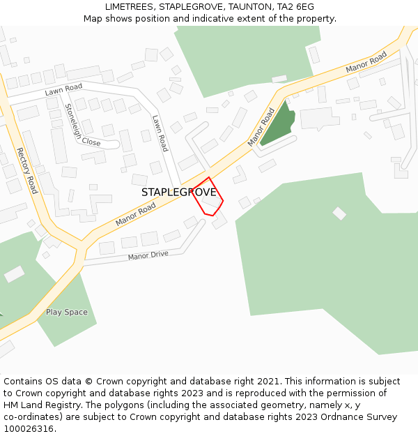 LIMETREES, STAPLEGROVE, TAUNTON, TA2 6EG: Location map and indicative extent of plot