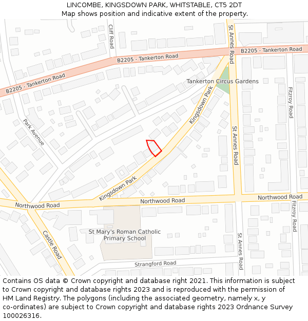 LINCOMBE, KINGSDOWN PARK, WHITSTABLE, CT5 2DT: Location map and indicative extent of plot