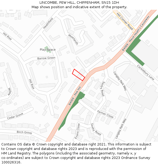 LINCOMBE, PEW HILL, CHIPPENHAM, SN15 1DH: Location map and indicative extent of plot