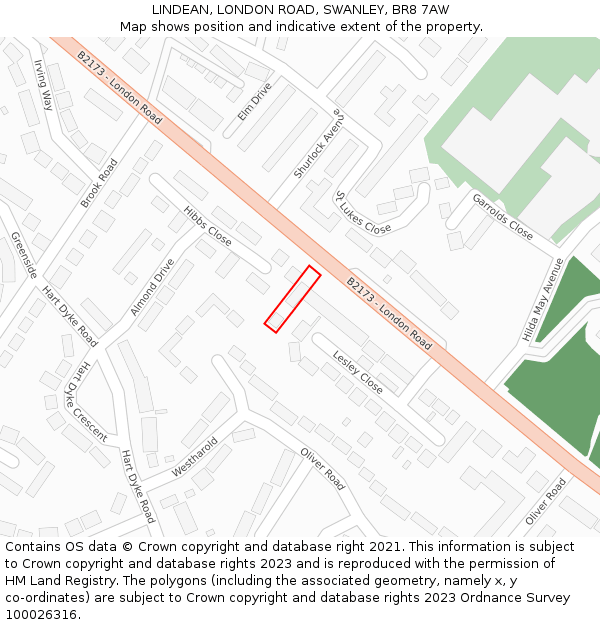 LINDEAN, LONDON ROAD, SWANLEY, BR8 7AW: Location map and indicative extent of plot