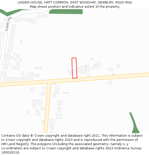 LINDEN HOUSE, HATT COMMON, EAST WOODHAY, NEWBURY, RG20 0NQ: Location map and indicative extent of plot