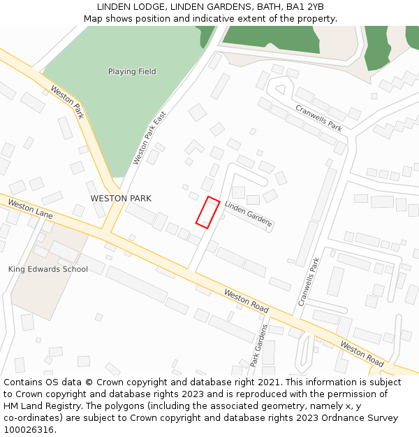 LINDEN LODGE, LINDEN GARDENS, BATH, BA1 2YB: Location map and indicative extent of plot