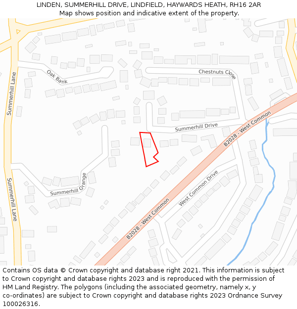 LINDEN, SUMMERHILL DRIVE, LINDFIELD, HAYWARDS HEATH, RH16 2AR: Location map and indicative extent of plot