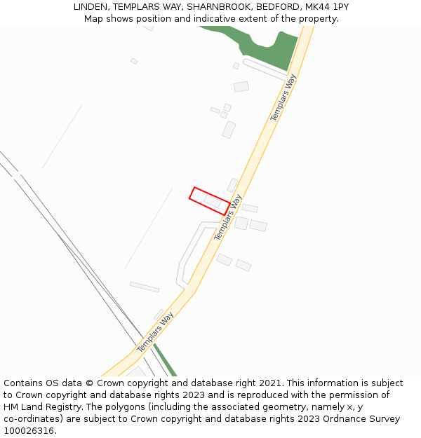 LINDEN, TEMPLARS WAY, SHARNBROOK, BEDFORD, MK44 1PY: Location map and indicative extent of plot