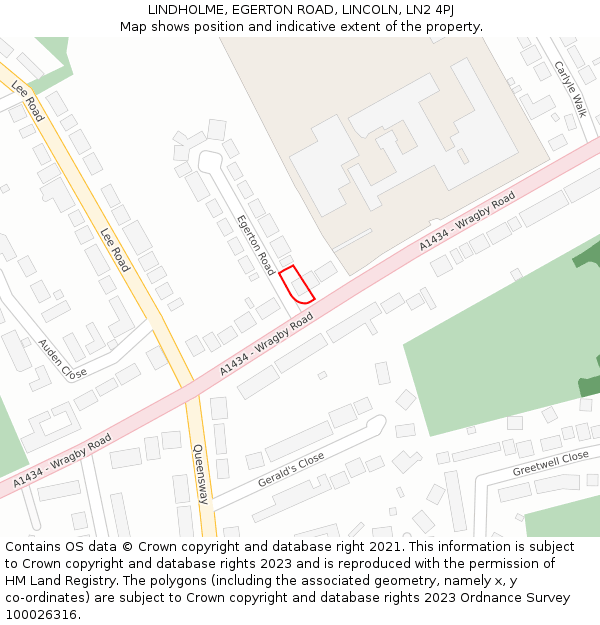 LINDHOLME, EGERTON ROAD, LINCOLN, LN2 4PJ: Location map and indicative extent of plot