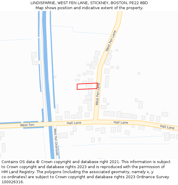LINDISFARNE, WEST FEN LANE, STICKNEY, BOSTON, PE22 8BD: Location map and indicative extent of plot