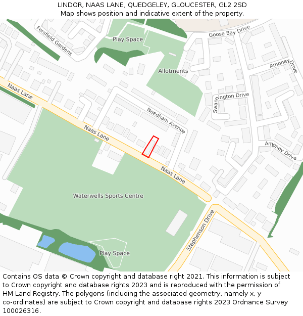 LINDOR, NAAS LANE, QUEDGELEY, GLOUCESTER, GL2 2SD: Location map and indicative extent of plot