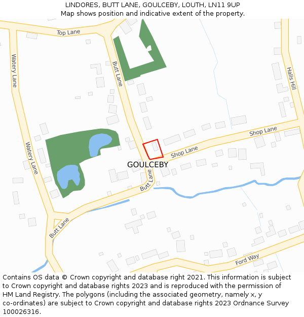 LINDORES, BUTT LANE, GOULCEBY, LOUTH, LN11 9UP: Location map and indicative extent of plot