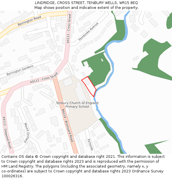 LINDRIDGE, CROSS STREET, TENBURY WELLS, WR15 8EQ: Location map and indicative extent of plot