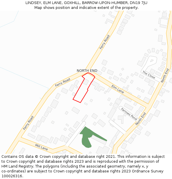 LINDSEY, ELM LANE, GOXHILL, BARROW-UPON-HUMBER, DN19 7JU: Location map and indicative extent of plot