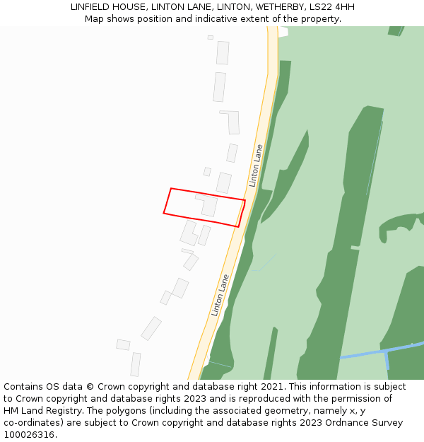 LINFIELD HOUSE, LINTON LANE, LINTON, WETHERBY, LS22 4HH: Location map and indicative extent of plot