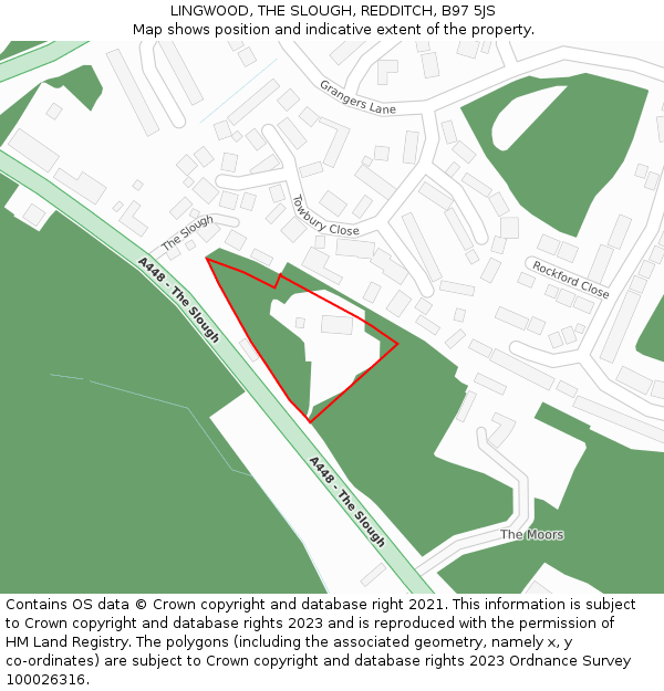 LINGWOOD, THE SLOUGH, REDDITCH, B97 5JS: Location map and indicative extent of plot