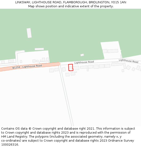 LINKSWAY, LIGHTHOUSE ROAD, FLAMBOROUGH, BRIDLINGTON, YO15 1AN: Location map and indicative extent of plot