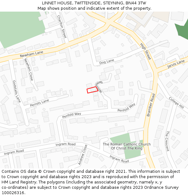 LINNET HOUSE, TWITTENSIDE, STEYNING, BN44 3TW: Location map and indicative extent of plot