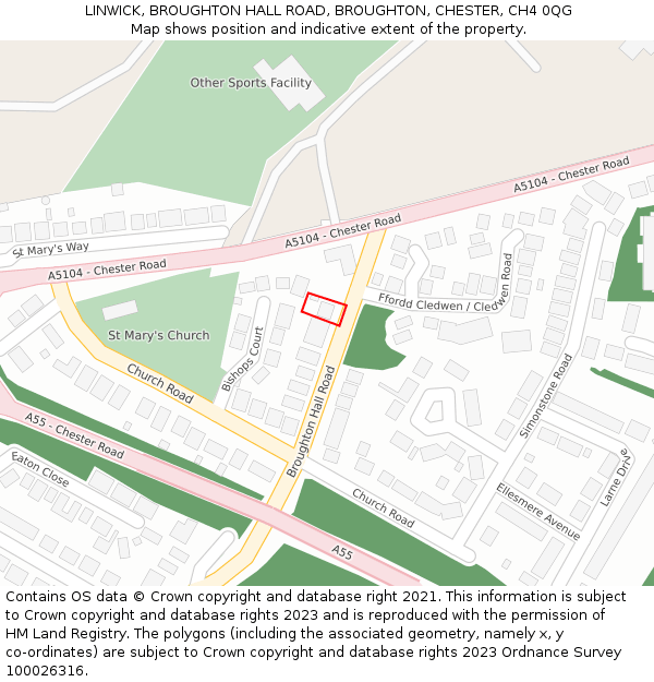 LINWICK, BROUGHTON HALL ROAD, BROUGHTON, CHESTER, CH4 0QG: Location map and indicative extent of plot