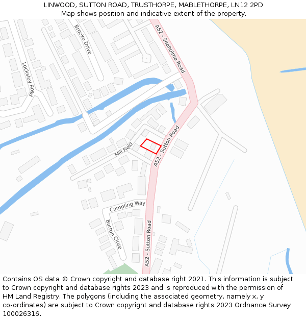 LINWOOD, SUTTON ROAD, TRUSTHORPE, MABLETHORPE, LN12 2PD: Location map and indicative extent of plot