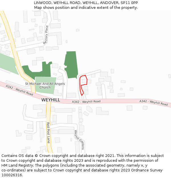 LINWOOD, WEYHILL ROAD, WEYHILL, ANDOVER, SP11 0PP: Location map and indicative extent of plot