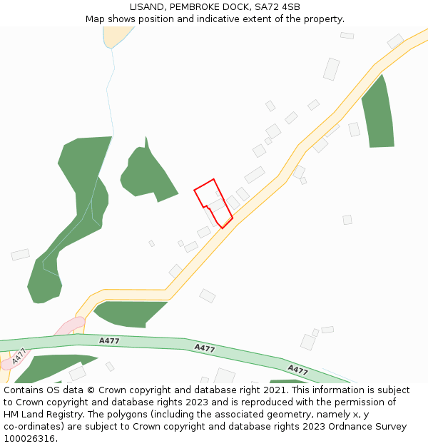 LISAND, PEMBROKE DOCK, SA72 4SB: Location map and indicative extent of plot