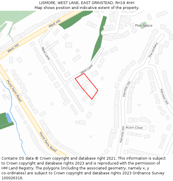 LISMORE, WEST LANE, EAST GRINSTEAD, RH19 4HH: Location map and indicative extent of plot