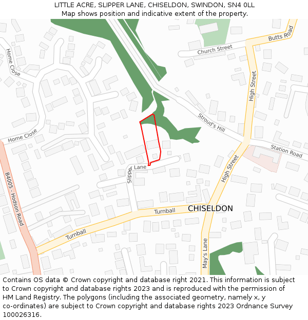 LITTLE ACRE, SLIPPER LANE, CHISELDON, SWINDON, SN4 0LL: Location map and indicative extent of plot