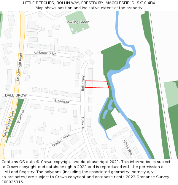 LITTLE BEECHES, BOLLIN WAY, PRESTBURY, MACCLESFIELD, SK10 4BX: Location map and indicative extent of plot