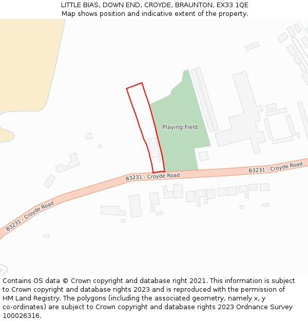 LITTLE BIAS, DOWN END, CROYDE, BRAUNTON, EX33 1QE: Location map and indicative extent of plot