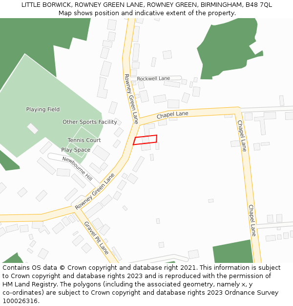 LITTLE BORWICK, ROWNEY GREEN LANE, ROWNEY GREEN, BIRMINGHAM, B48 7QL: Location map and indicative extent of plot