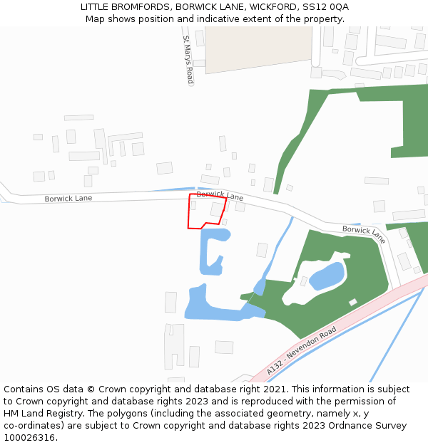 LITTLE BROMFORDS, BORWICK LANE, WICKFORD, SS12 0QA: Location map and indicative extent of plot