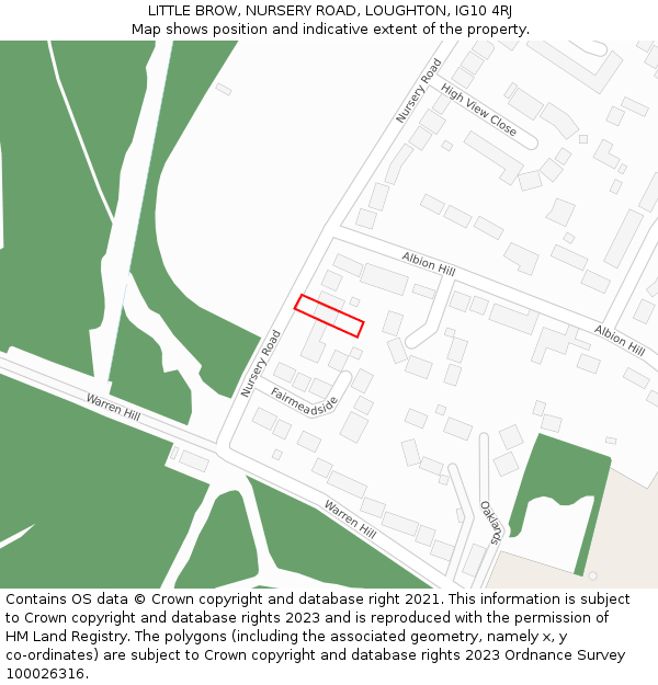 LITTLE BROW, NURSERY ROAD, LOUGHTON, IG10 4RJ: Location map and indicative extent of plot