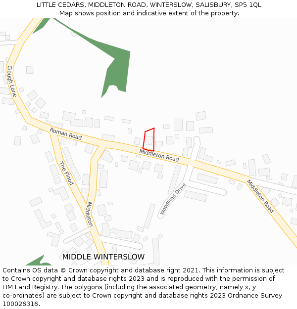 LITTLE CEDARS, MIDDLETON ROAD, WINTERSLOW, SALISBURY, SP5 1QL: Location map and indicative extent of plot