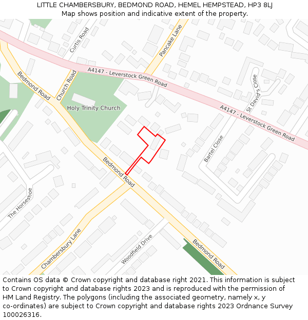 LITTLE CHAMBERSBURY, BEDMOND ROAD, HEMEL HEMPSTEAD, HP3 8LJ: Location map and indicative extent of plot