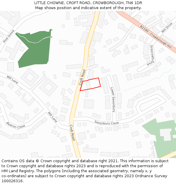 LITTLE CHOWNE, CROFT ROAD, CROWBOROUGH, TN6 1DR: Location map and indicative extent of plot