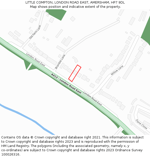 LITTLE COMPTON, LONDON ROAD EAST, AMERSHAM, HP7 9DL: Location map and indicative extent of plot