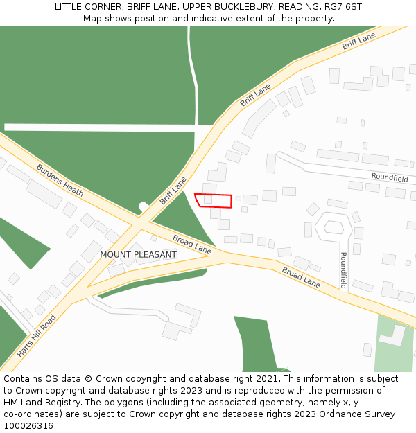 LITTLE CORNER, BRIFF LANE, UPPER BUCKLEBURY, READING, RG7 6ST: Location map and indicative extent of plot