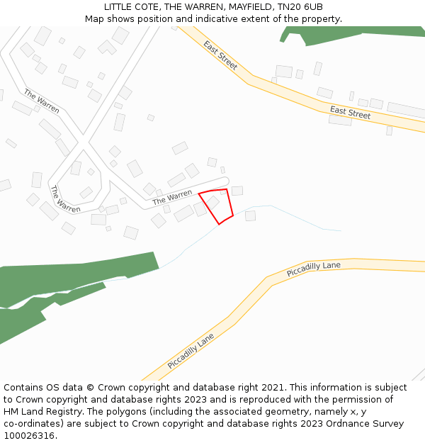 LITTLE COTE, THE WARREN, MAYFIELD, TN20 6UB: Location map and indicative extent of plot