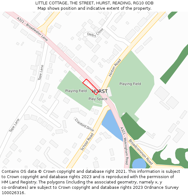 LITTLE COTTAGE, THE STREET, HURST, READING, RG10 0DB: Location map and indicative extent of plot