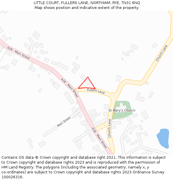 LITTLE COURT, FULLERS LANE, NORTHIAM, RYE, TN31 6NQ: Location map and indicative extent of plot