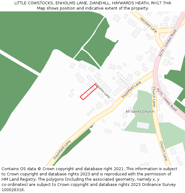 LITTLE COWSTOCKS, ENHOLMS LANE, DANEHILL, HAYWARDS HEATH, RH17 7HA: Location map and indicative extent of plot