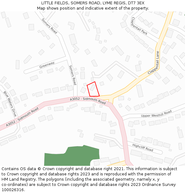 LITTLE FIELDS, SOMERS ROAD, LYME REGIS, DT7 3EX: Location map and indicative extent of plot