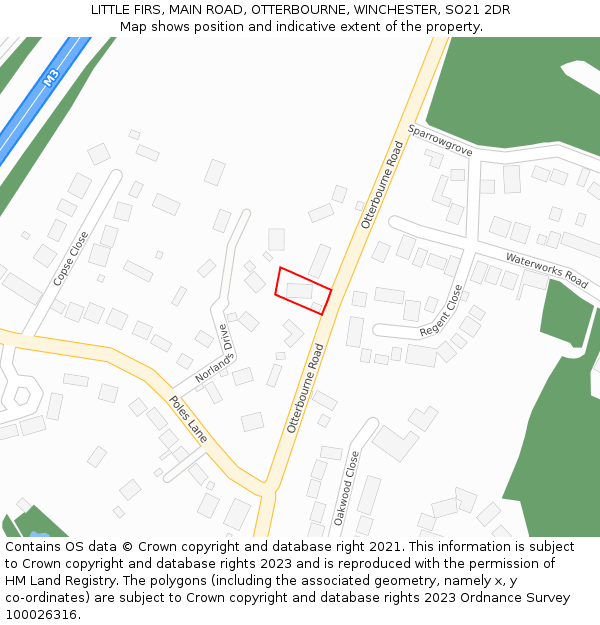 LITTLE FIRS, MAIN ROAD, OTTERBOURNE, WINCHESTER, SO21 2DR: Location map and indicative extent of plot