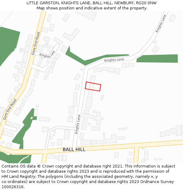 LITTLE GARSTON, KNIGHTS LANE, BALL HILL, NEWBURY, RG20 0NW: Location map and indicative extent of plot