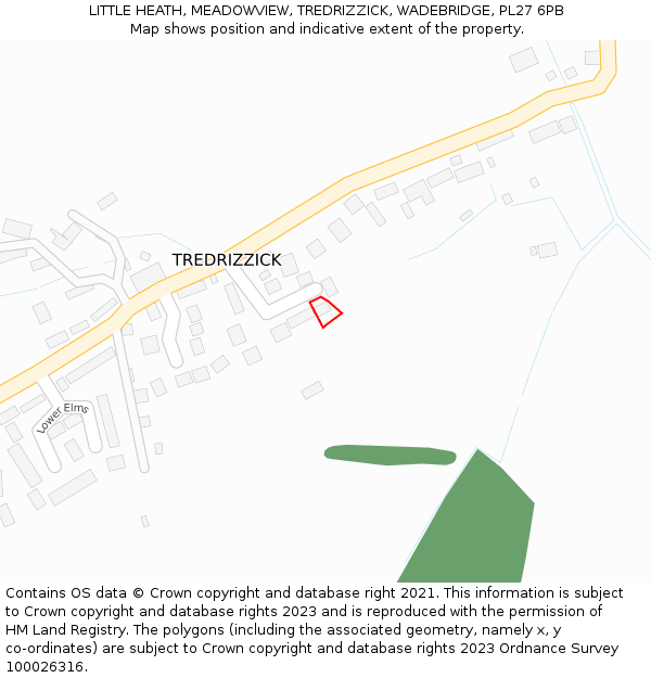 LITTLE HEATH, MEADOWVIEW, TREDRIZZICK, WADEBRIDGE, PL27 6PB: Location map and indicative extent of plot