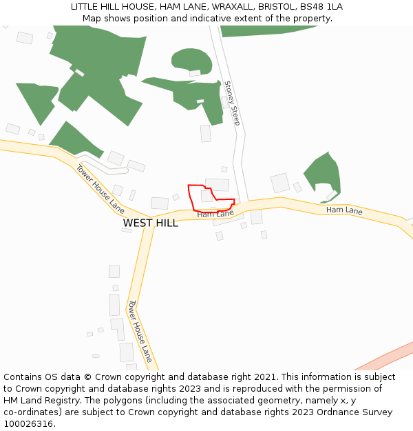 LITTLE HILL HOUSE, HAM LANE, WRAXALL, BRISTOL, BS48 1LA: Location map and indicative extent of plot