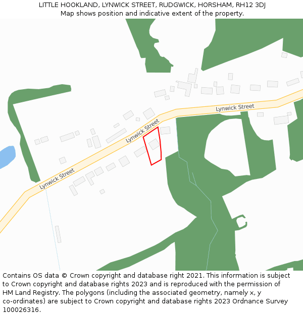 LITTLE HOOKLAND, LYNWICK STREET, RUDGWICK, HORSHAM, RH12 3DJ: Location map and indicative extent of plot