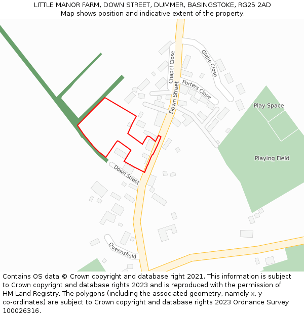 LITTLE MANOR FARM, DOWN STREET, DUMMER, BASINGSTOKE, RG25 2AD: Location map and indicative extent of plot