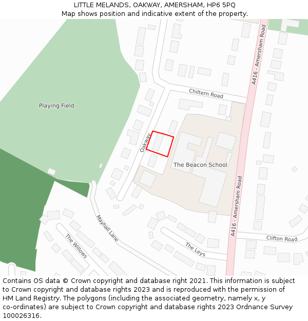 LITTLE MELANDS, OAKWAY, AMERSHAM, HP6 5PQ: Location map and indicative extent of plot