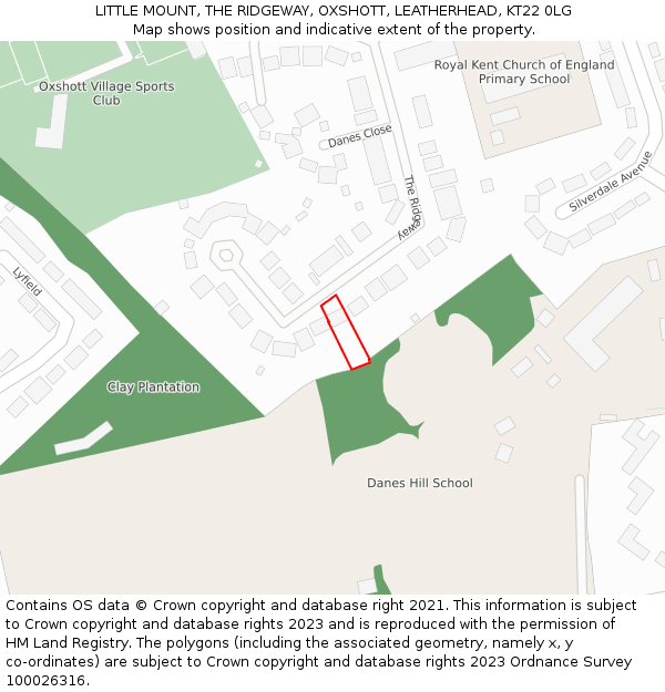 LITTLE MOUNT, THE RIDGEWAY, OXSHOTT, LEATHERHEAD, KT22 0LG: Location map and indicative extent of plot