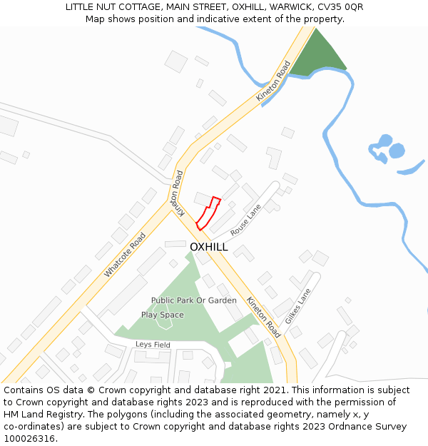 LITTLE NUT COTTAGE, MAIN STREET, OXHILL, WARWICK, CV35 0QR: Location map and indicative extent of plot