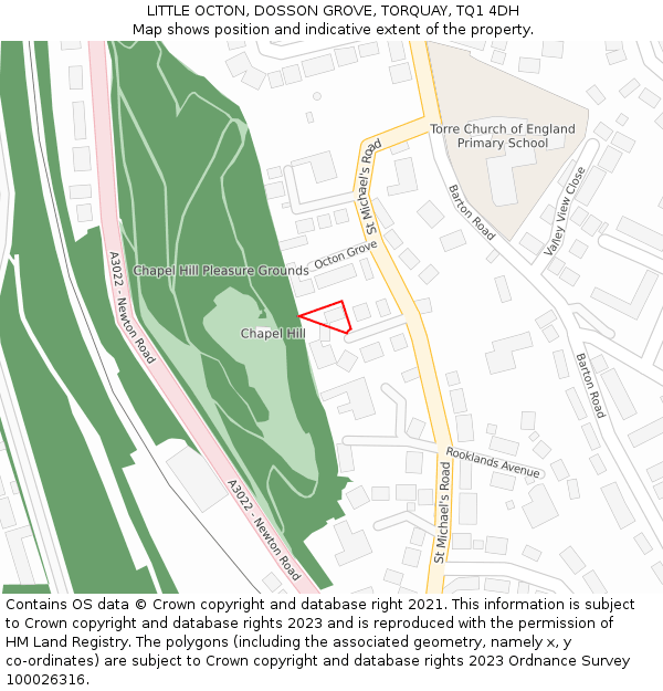 LITTLE OCTON, DOSSON GROVE, TORQUAY, TQ1 4DH: Location map and indicative extent of plot