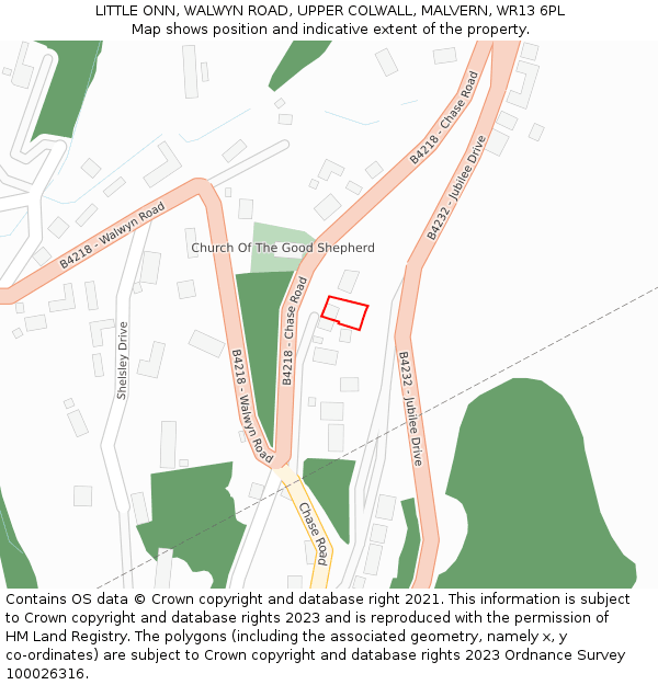 LITTLE ONN, WALWYN ROAD, UPPER COLWALL, MALVERN, WR13 6PL: Location map and indicative extent of plot